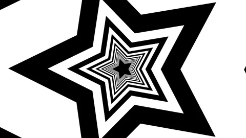 Moving Forward In Black White Optical Illusion Star Chamber Tunnel Видео 331297069
