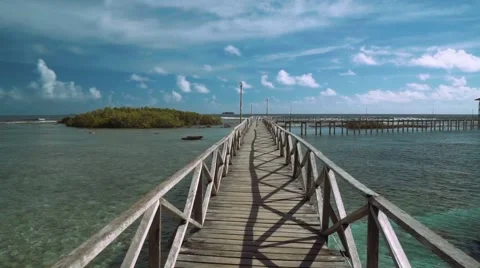 Moving forward on boardwalk in ocean - Cloud 9 on Siargao Island, Philippines Stock Footage 67410368