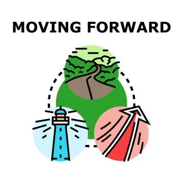 Moving forward concept showing growth and guidance Stock Illustration