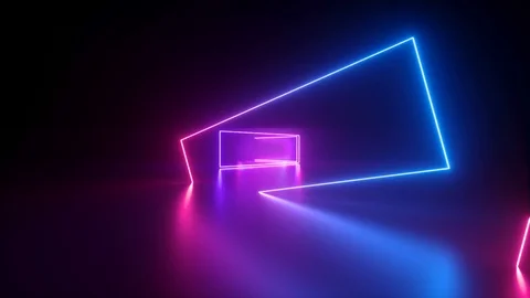 Moving forward endless tunnel, abstract neon background, ultraviolet light, g Stock Footage