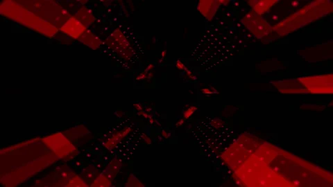 Moving forward inside abstract red rectangular tunnel Stockbeeldmateriaal 131627128