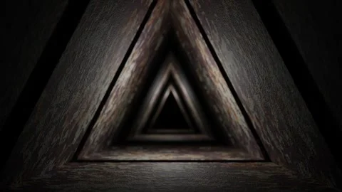 Moving forward inside dark triangular endless tunnel. 3d render looped animation Stock Footage 297686207