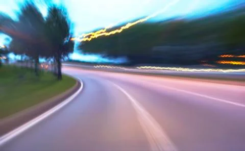 Moving forward motion blur background,evening scene Stock Photos