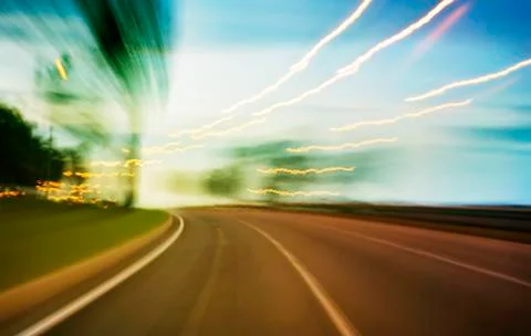 Moving forward motion blur background,evening scene Stock Photos