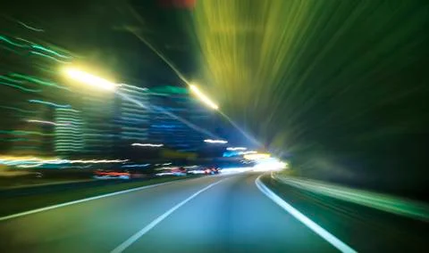 Moving forward motion blur background,night scene Stock Photos