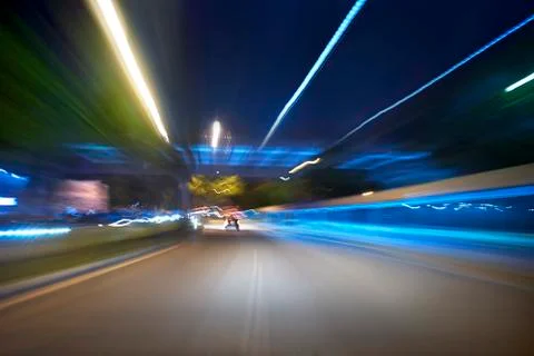 Moving forward motion blur background,night scene Stock Photos