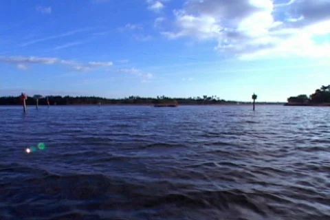 Moving Forward Over Water River POV Lake Boat Watercraft   Stock Footage 141083