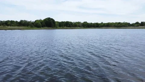 Moving forward over water while panning upward to horizon Stock Footage 155865355