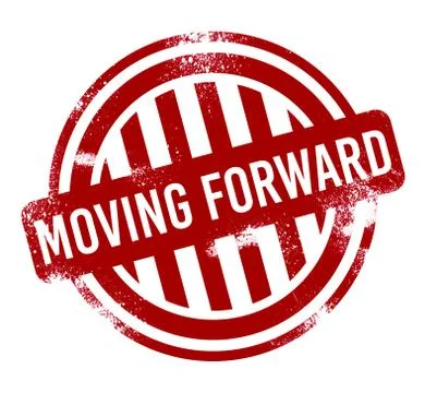 Moving forward - red grunge button, stamp Illustrazione stock