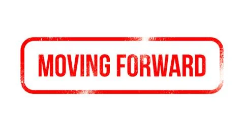 Moving forward - red grunge rubber, stamp Illustrazione stock