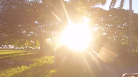 Moving forward ride in car view of the coastline beachside by the street with tr Stock Footage 250400597