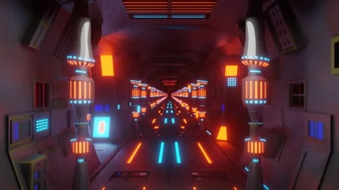 Moving forward through an endless futuristic tunnel. looping abstract animation. Stock Footage 267722529