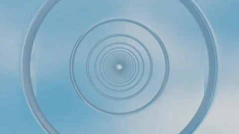 Moving forward through a tunnel of rectangles with a circular cutout in the midd Stock Footage 308806062