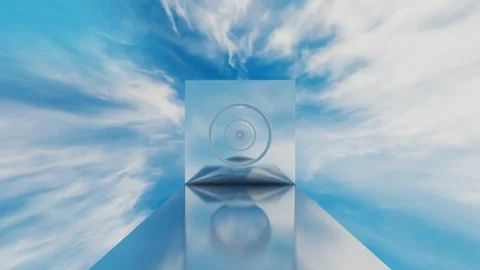Moving forward through a tunnel of rectangles with a circular cutout in the midd Stock Footage 308806072