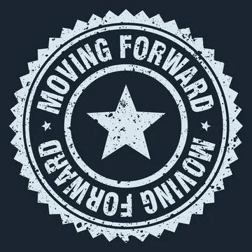 Moving forward white grunge round stamp. moving forward stamp イラスト素材