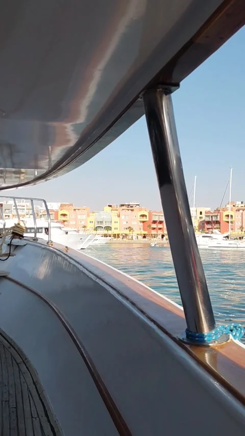 Moving forward on yacht deck in Hurghada Marina Red Sea Egypt Stock-Footage 346306358