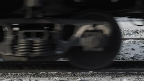 Moving freight train close-up Stock Footage 301420394