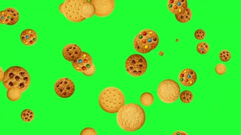 Moving fresh cookies motion graphics with green screen background Video stock 334697395