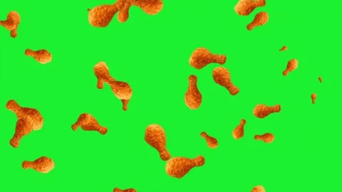 Moving fried chicken pieces motion graphics with green screen background Stock Footage 343661718