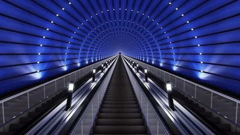 Moving up on a futuristic escalator. Stock Footage
