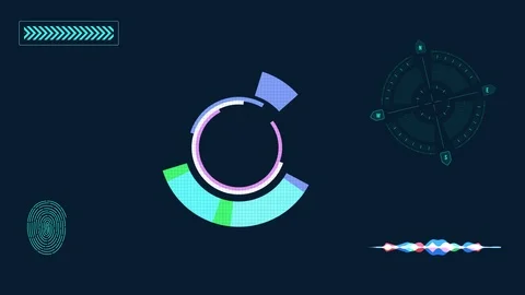 Moving futuristic HUD interface elements. Abstract animation Stock Footage 96408236