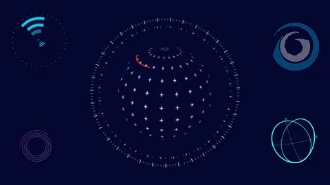 Moving futuristic HUD interface elements. Abstract animation Stock Footage 98527460
