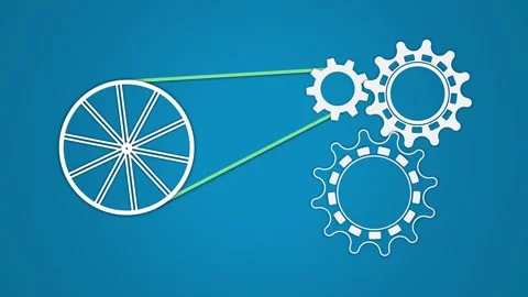 Moving gears of machine with white colors on light background Stock Footage 288193685