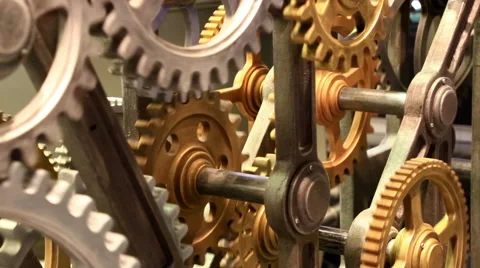Moving gears of old mechanism close up Video stock 59653243