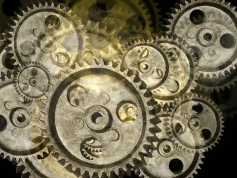 Moving gears Particles Stockbeeldmateriaal 22172403