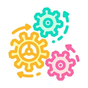 Moving gears progress color icon vector illustration Stock Illustration