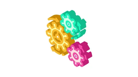 Moving gears progress isometric icon animation Stock Footage 327284511