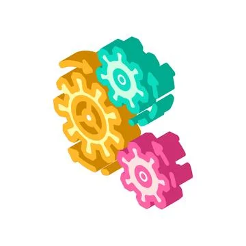 Moving gears progress isometric icon vector illustration Stockillustratie