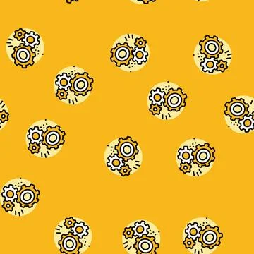Moving gears progress vector seamless pattern Stock Illustration