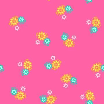Moving gears progress vector seamless pattern Stock Illustration