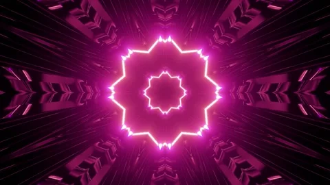 Moving geometric floral neon pattern 3d illustration Stock Footage 160542184