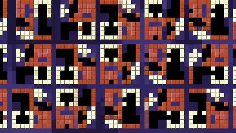 Moving geometric pattern with pixels in retro style. Motion. Stylish animation 스톡 일러스트