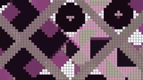 Moving geometric pattern with pixels in retro style. Motion. Stylish animation Illustrazione stock