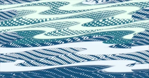 Moving geometric patterns in blue and white tones. Waves Stock Footage 288197087