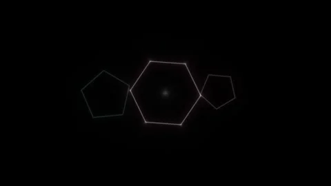 Moving geometric shapes on a dark background create visual Stock Footage 339328894