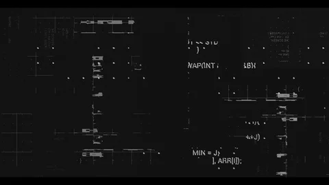 Moving glitch digital colorful random developing program code grid figure at Stock Footage 102038469