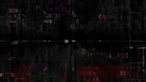 Moving glitch digital colorful random developing program code grid figure at Video stock 102042751