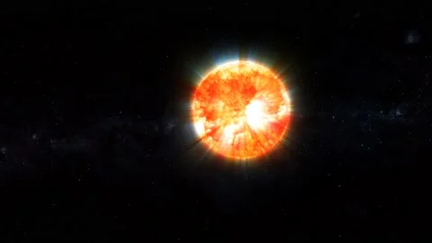 Moving glowing 3d Sun on space Stock Footage 221911573