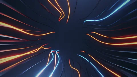 Moving glowing cables, hairs. Technological optical fibers. Seamless loop  Stock Footage 218988227