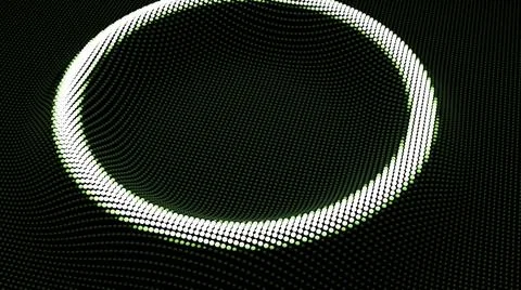Moving glowing rings on virtual surface. Design. Virtual 3D surface of points Stock Illustration