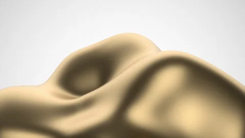 Moving gold abstract shape on white gray background. 4K. Stock Footage 295954394