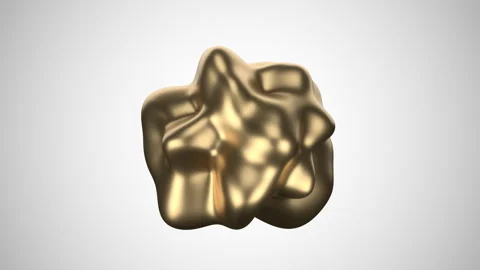Moving gold abstract shape on white gray background. 4K. Stock Footage 295956115
