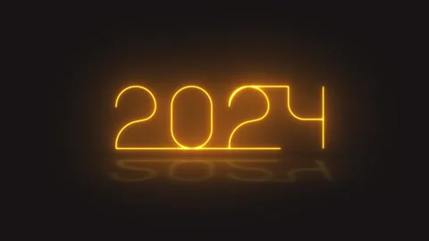 The moving golden lines are the text 2024 for an elegant New Year wish. Video stock 258186983