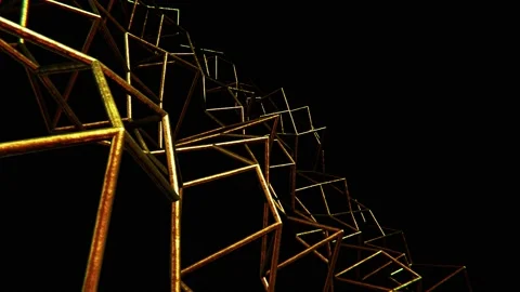 Moving golden sticks wireframe plexus pattern looping 3D animation Stock Footage 201291665