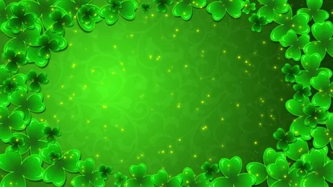 Moving green background with a shamrocks Stock Footage 73184252