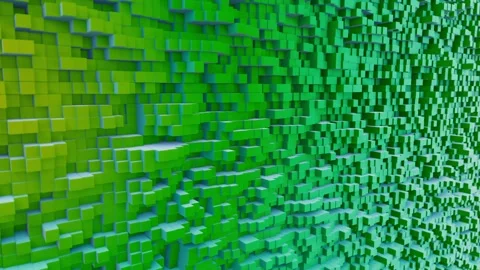 Moving green gradient cubic pattern looping 3D animation Video stock 202276558
